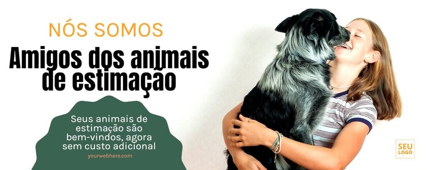 Banner de Somos Pet Friendly para divulgar que os animais de estimação são bem-vindos personalizável, editável, gratis