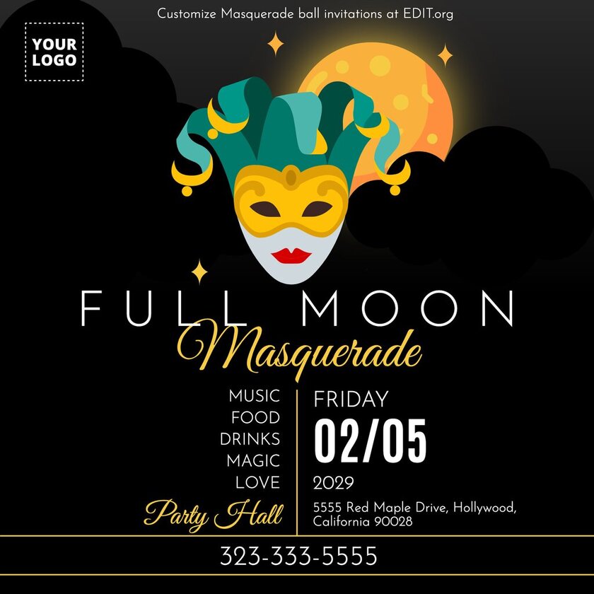Customizable Masquerade ball invitations free templates