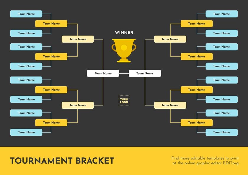 16 teams tournament bracket template to edit online