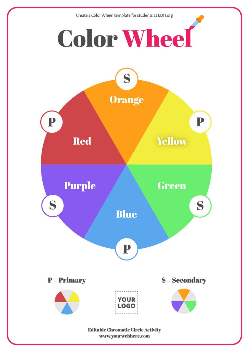 Secondary and primary color wheel template