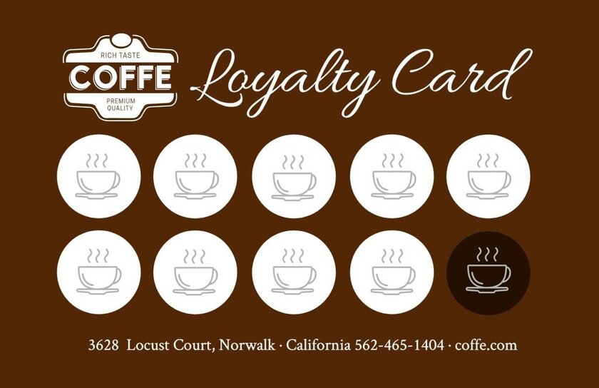 Plantillas gratis de tarjeta fidelidad cafetería