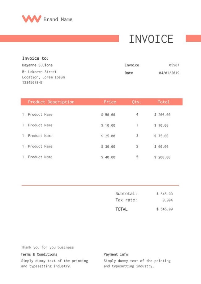 Free Invoice Templates to Edit Online