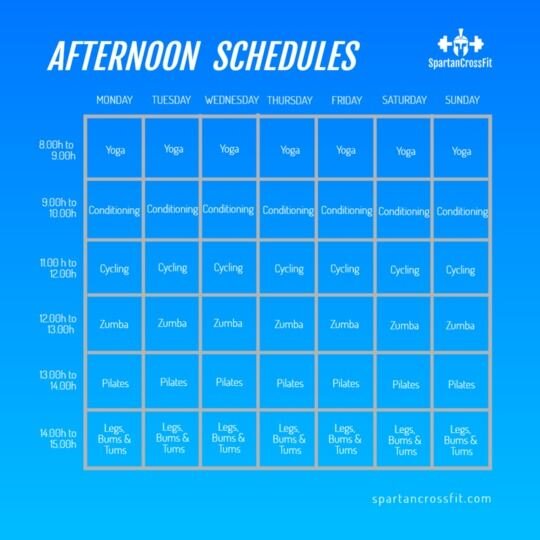 Gym activities schedule online templates
