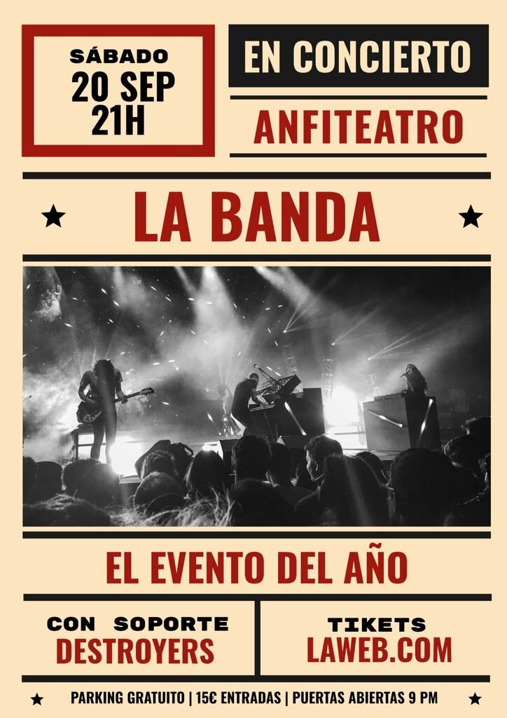 plantilla cartel concierto retro