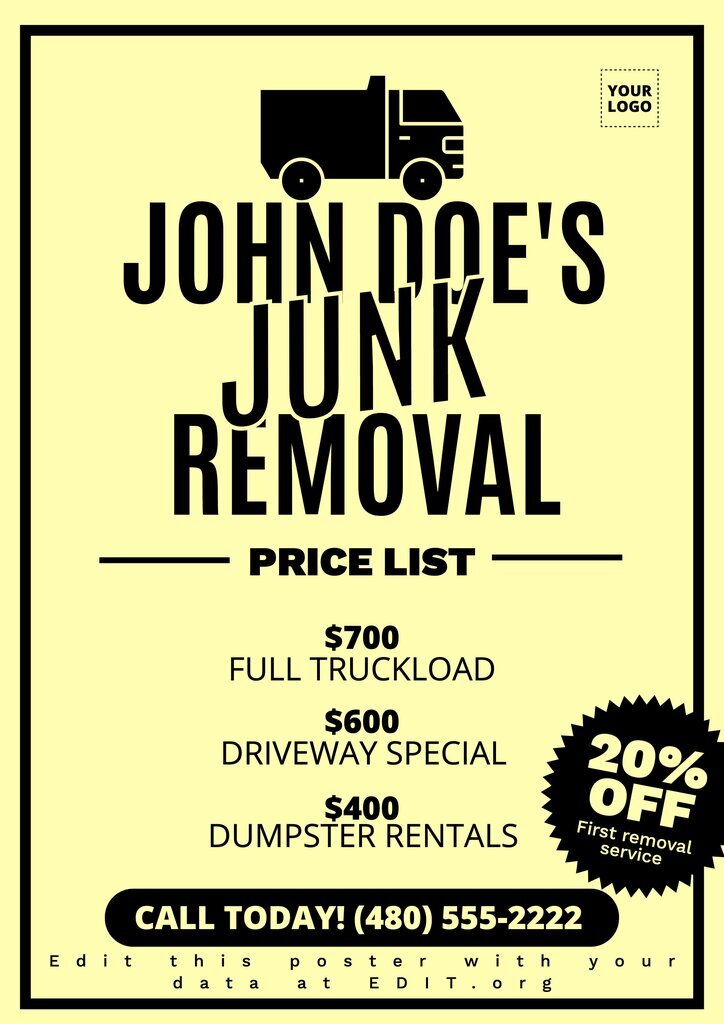 Moving and junk removal poster to edit for free