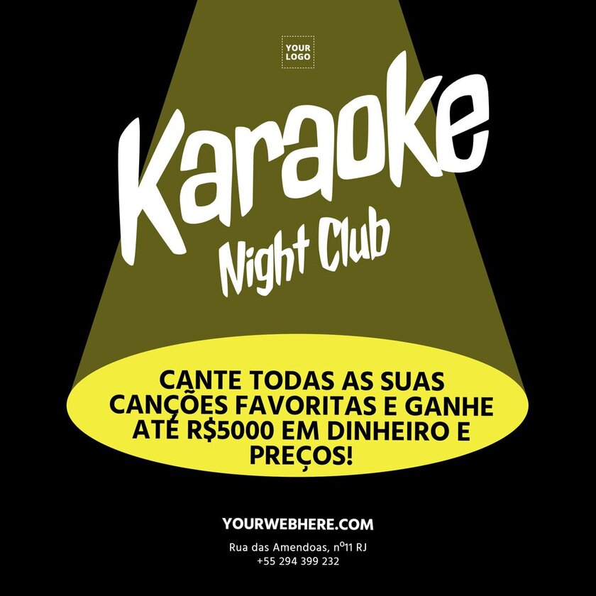 Modelo editável de panfleto para promover um Karaoke