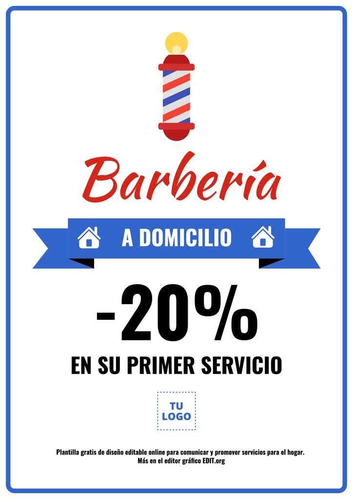 Crear online un cartel de barbero a domicilio