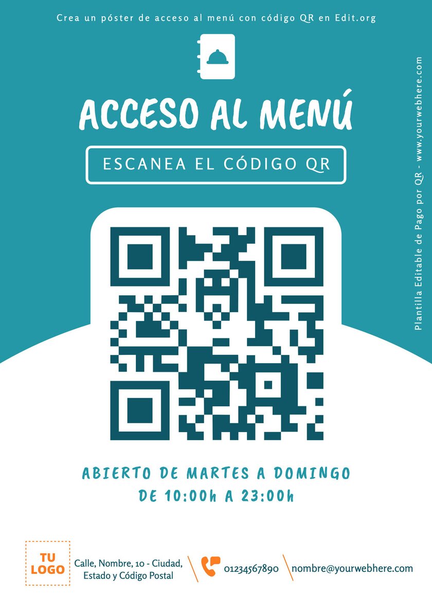 Diseña carteles de acceso a menú con código QR