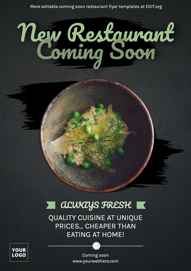 Customizable coming soon restaurant flyer