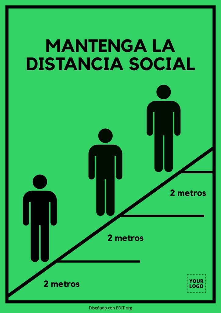 Cartel para distancia social editable gratis