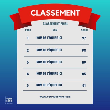 Modèles Gratuits De Classements Et De Tableaux De Classement