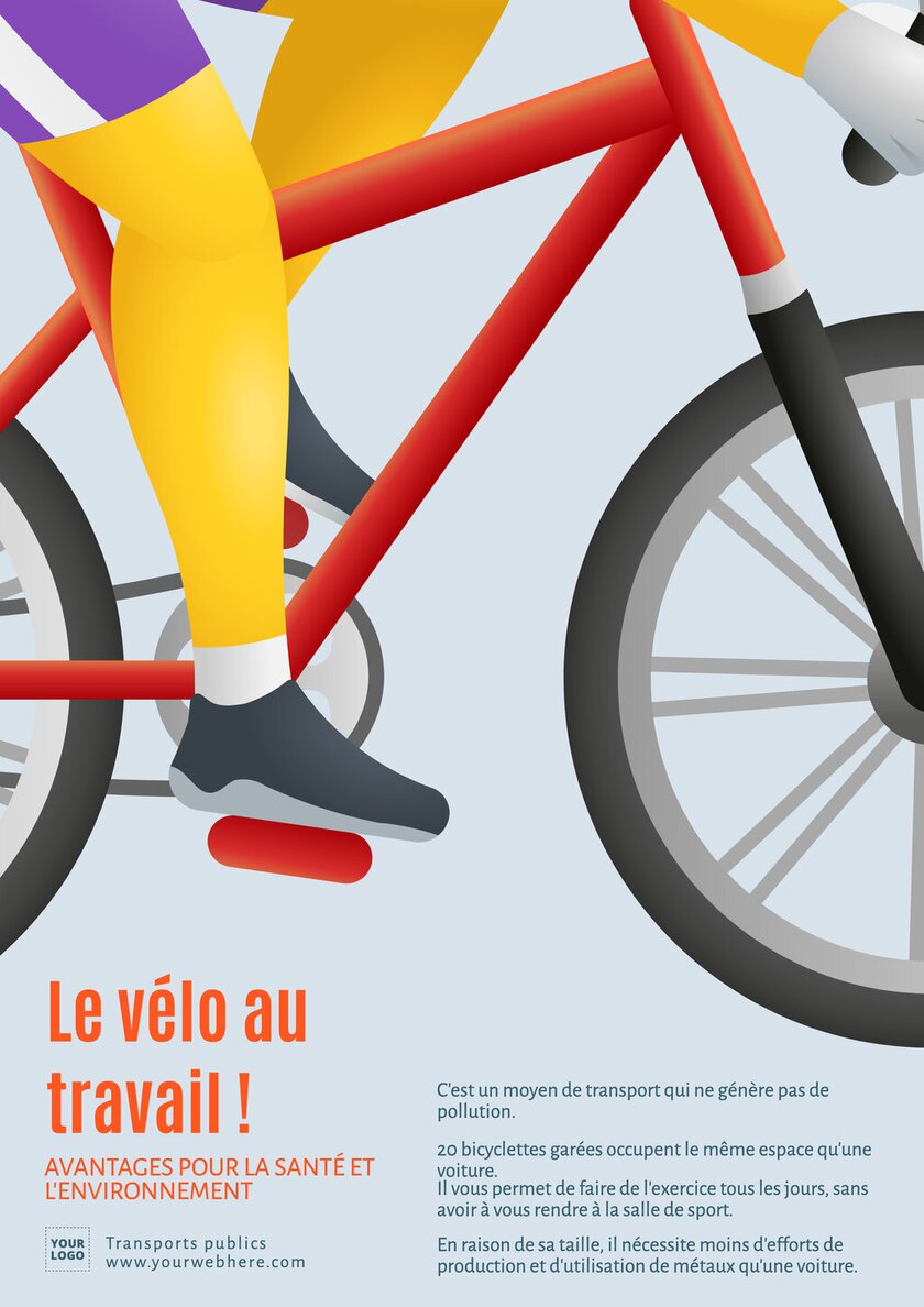modèle d'affiche pour les transports publics et inciter à prendre le vélo au travail