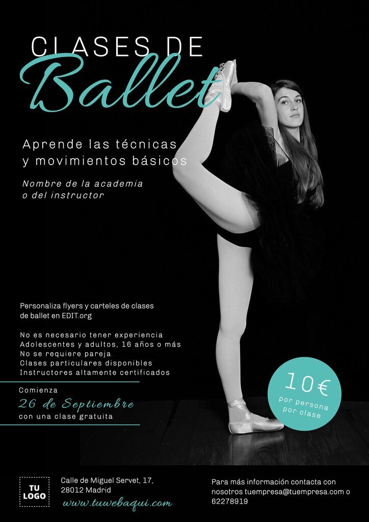 cartazes para aulas de ballet para personalizar