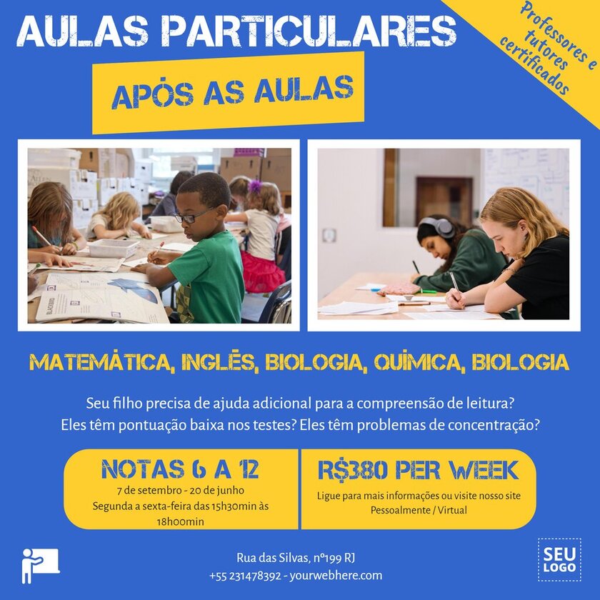 Modelos para cartazes de aulas particulares