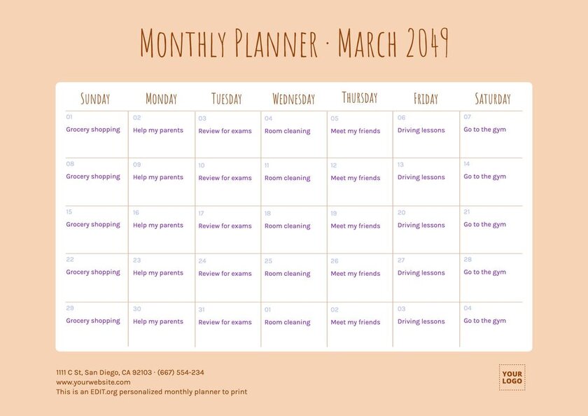 printable monthly planner templates to edit online