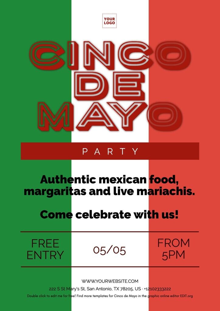 Editable template for Cinco de Mayo for events and parties