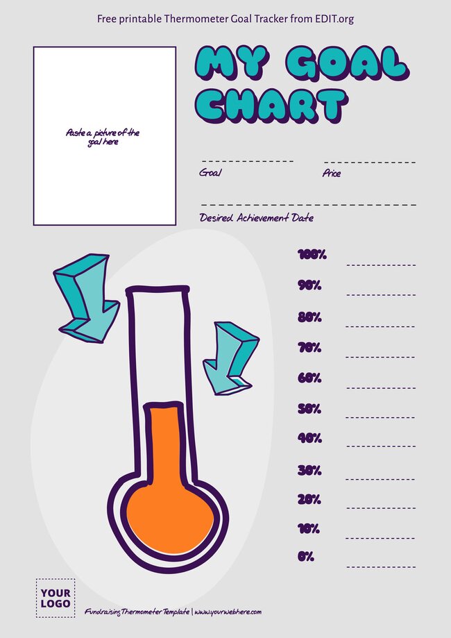 Free Thermometer Goal Tracker Templates