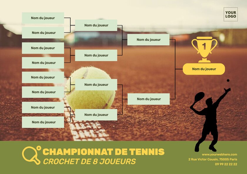 Modèle de design éditable pour un championnat de tennis