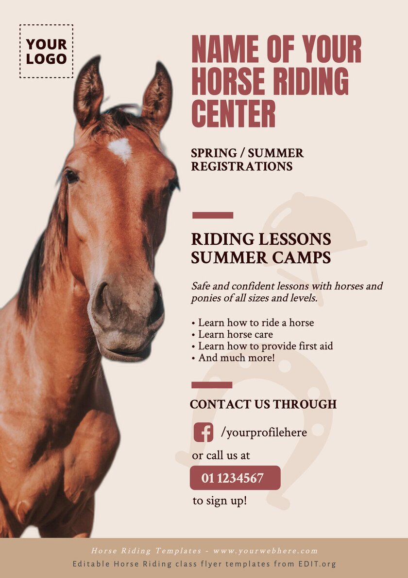 Editable flyers for horseback riding classes