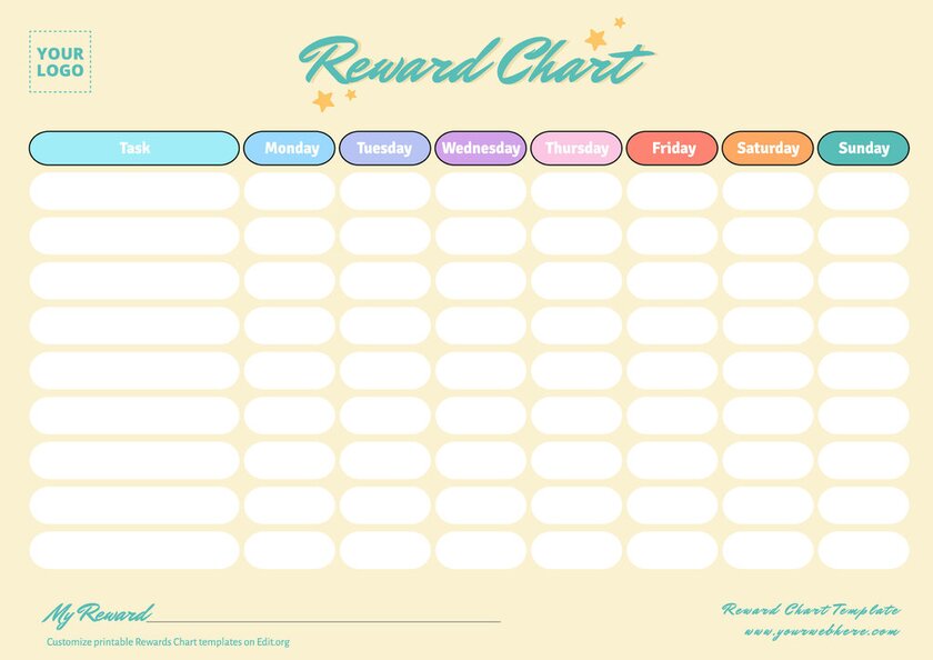 Reward Chart Yellow Banner Template