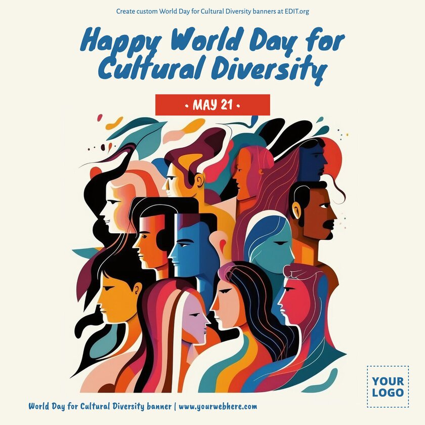 Customizable world day of cultural diversity banners