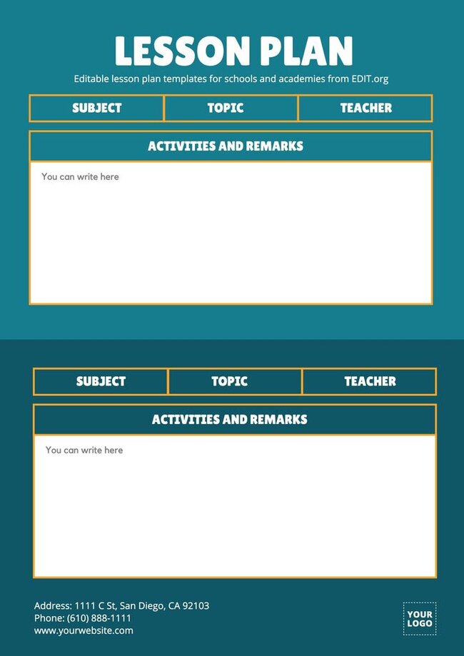 Editable Lesson Plan Templates to Print