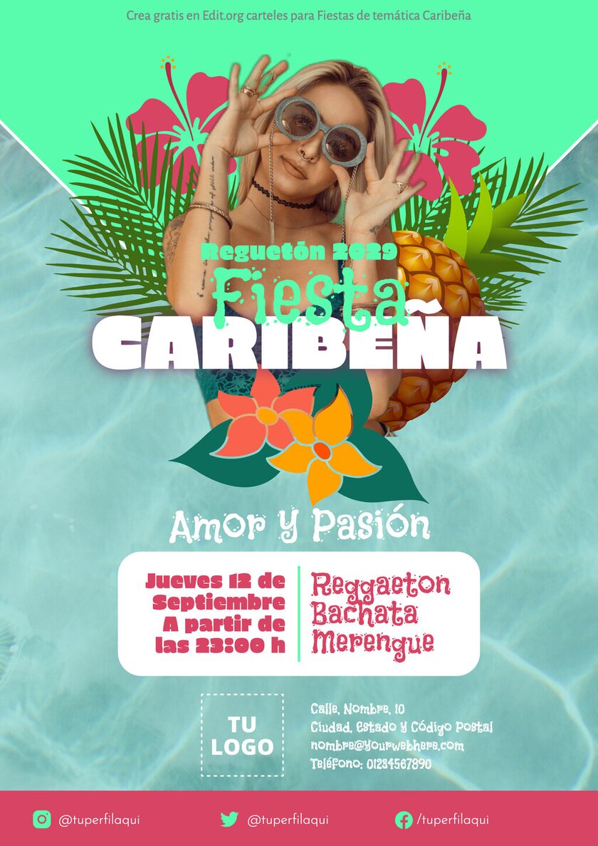 Crea pósters de Fiesta en el Caribe personalizados para imprimir