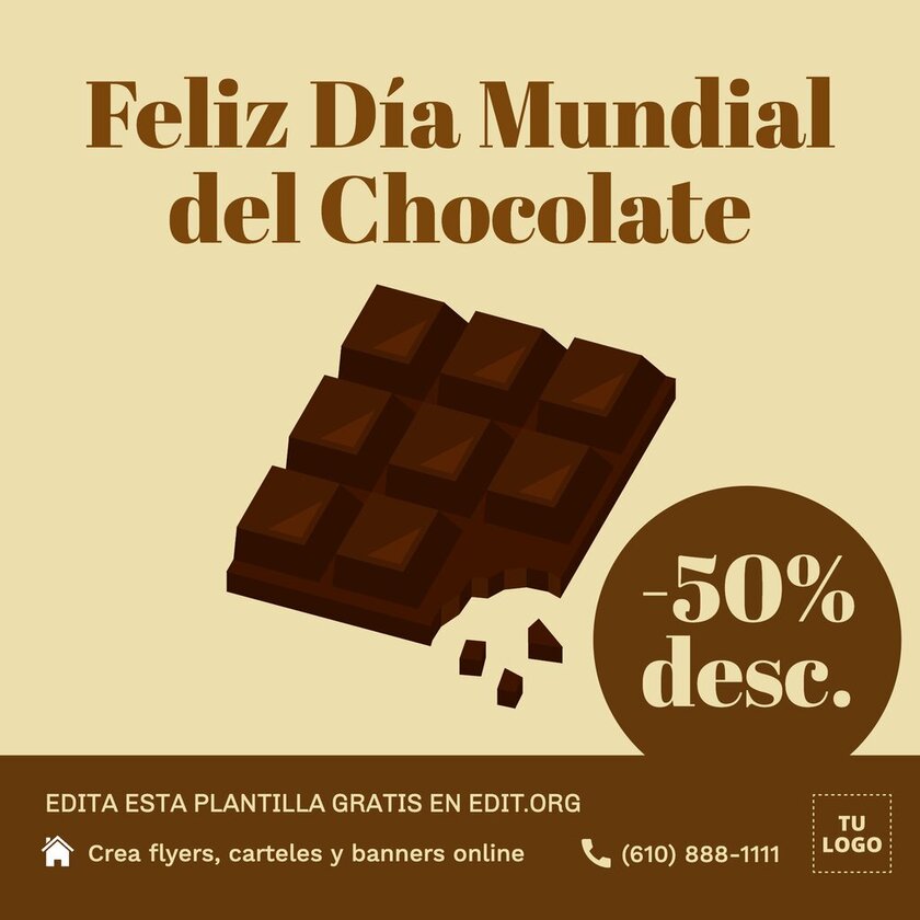 Plantillas editables gratis para crear carteles para el Día Mundial del Chocolate