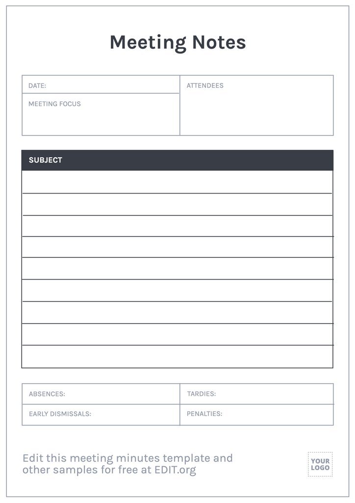 Free Printable Meeting Minutes Template PRINTABLE TEMPLATES   4gu Meeting Minutes Template Sample Print Printable Edit Online  840 