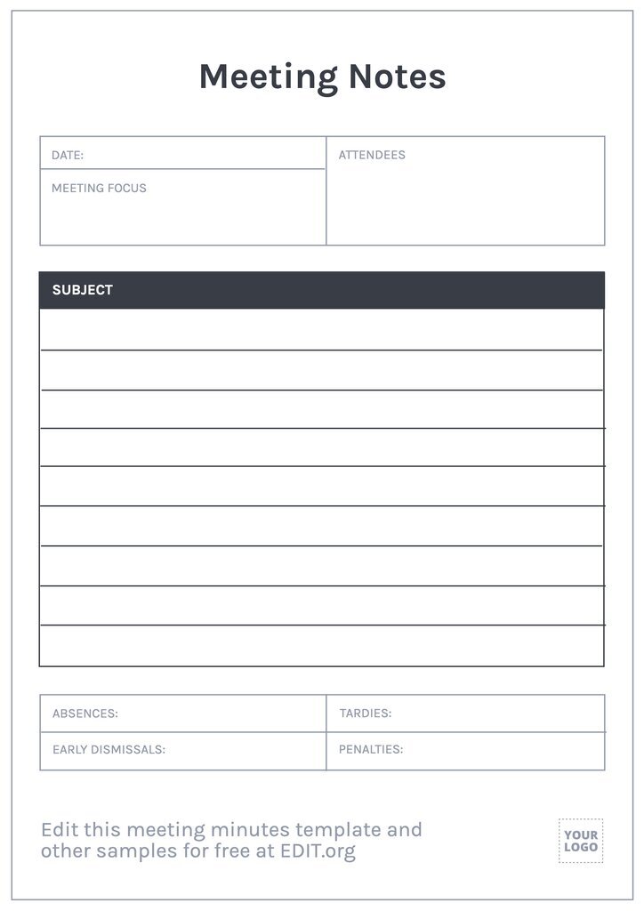 Meeting Minutes Templates To Edit Online And Print