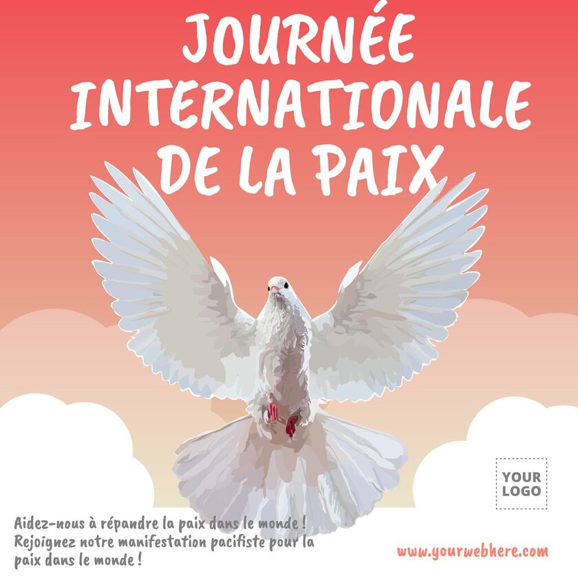 Modèle d'affiche éditable pour la journée de la Paix avec une colombe de face