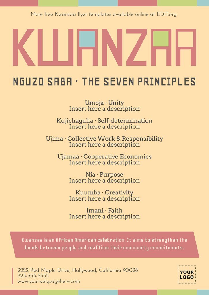 Custom Kwanzaa poster with 7 principles