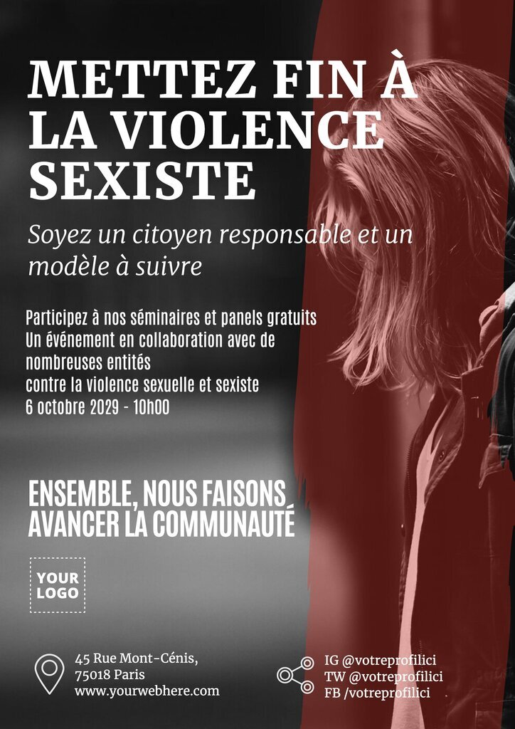 Design éditable de prospectus contre la violence sexiste