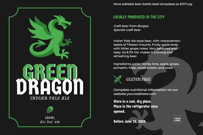 Craft Beer Label design templates to print