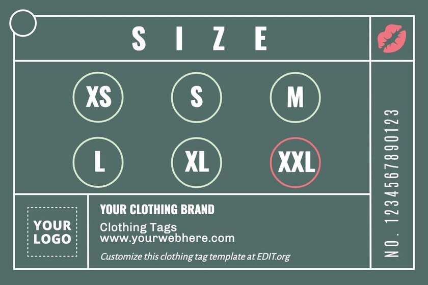 Clothing Tag Templates, Neck Tag & Label Template