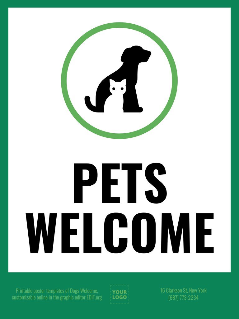 'Tiere Willkommen'-Schild, kostenlos bearbeitbar