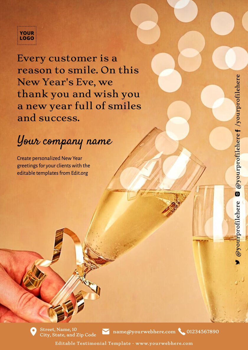 Customizable happy New Year poster template to print