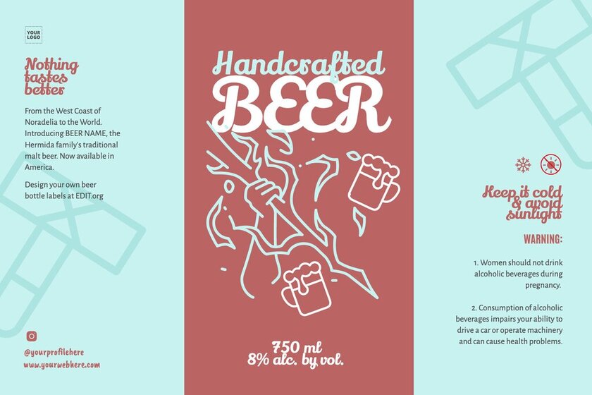 Editable beer etiquette template to print