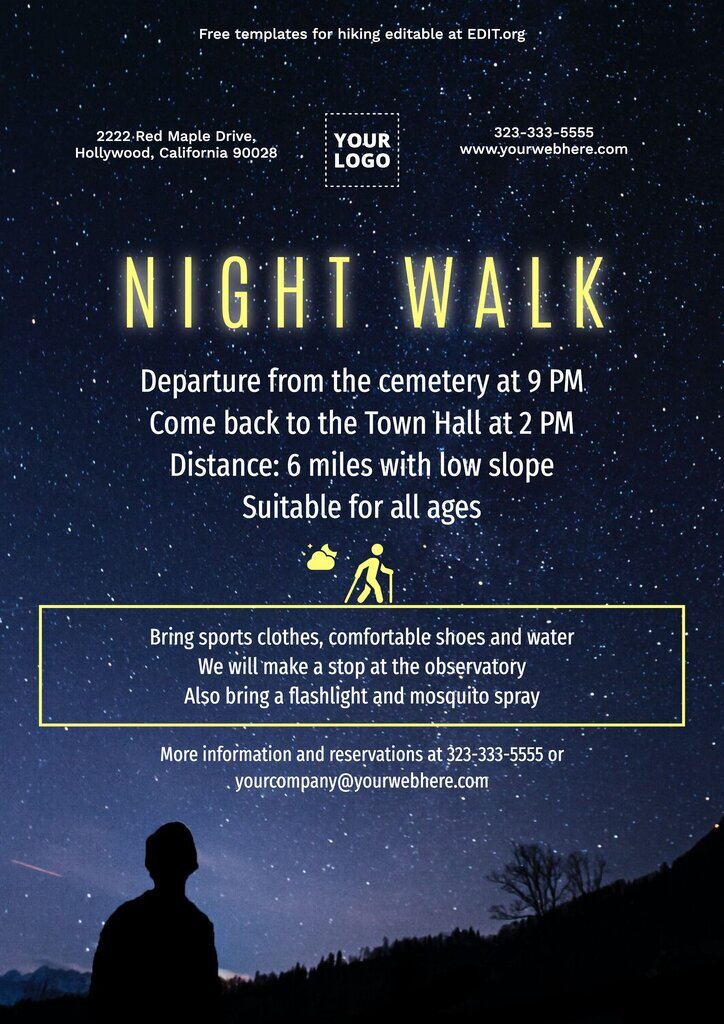 Editable designs for night hiking events