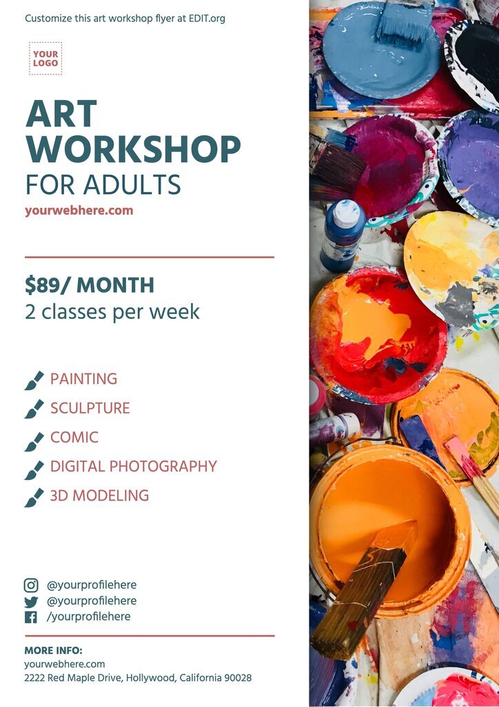 Custom art workshop template for adults
