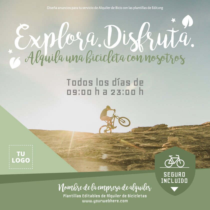 Crea banners de alquiler de bicicletas eléctricas personalizados