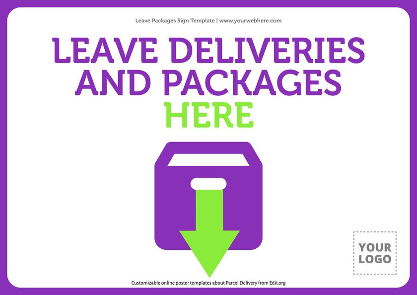 Printable sign of Please leave deliveries here