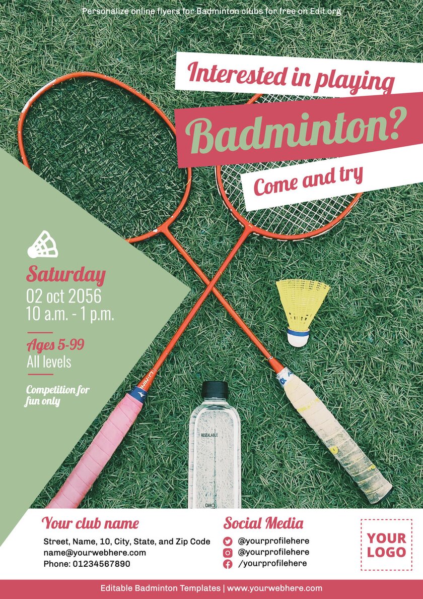 Editable badminton coaching poster design to edit online