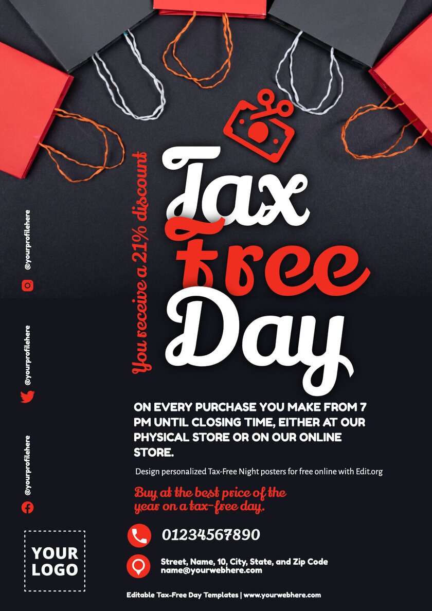 Customizable tax free shopping day to print