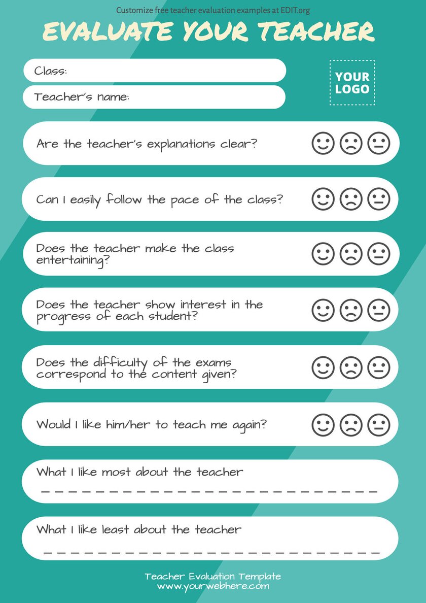 Customizable teacher evaluation form for students