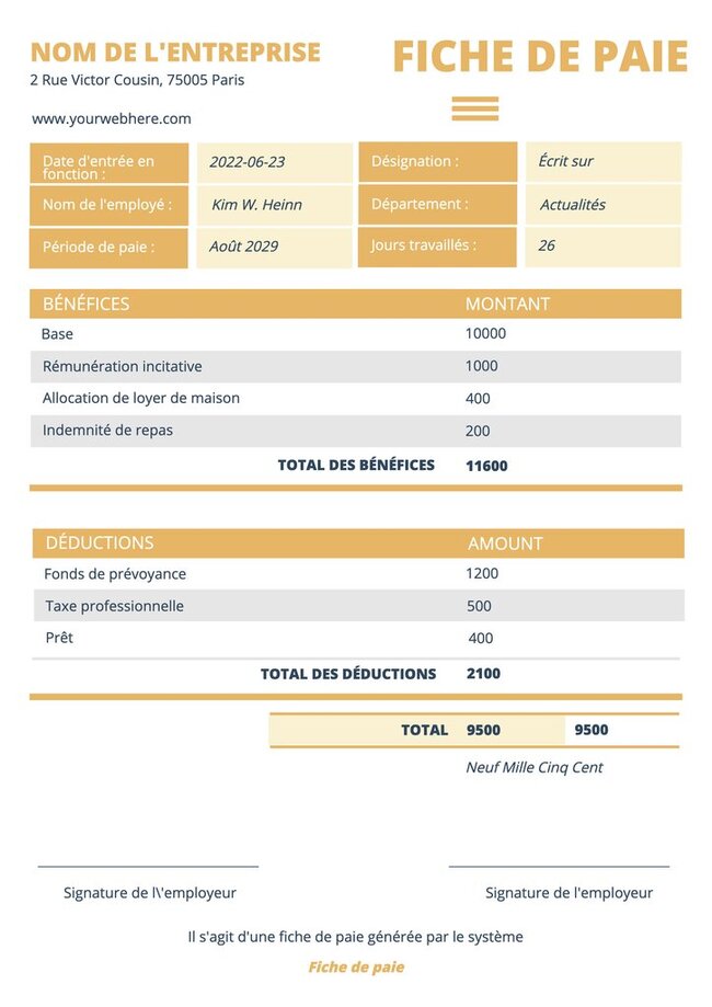 Modèles De Fiches De Paie à Modifier Gratuitement