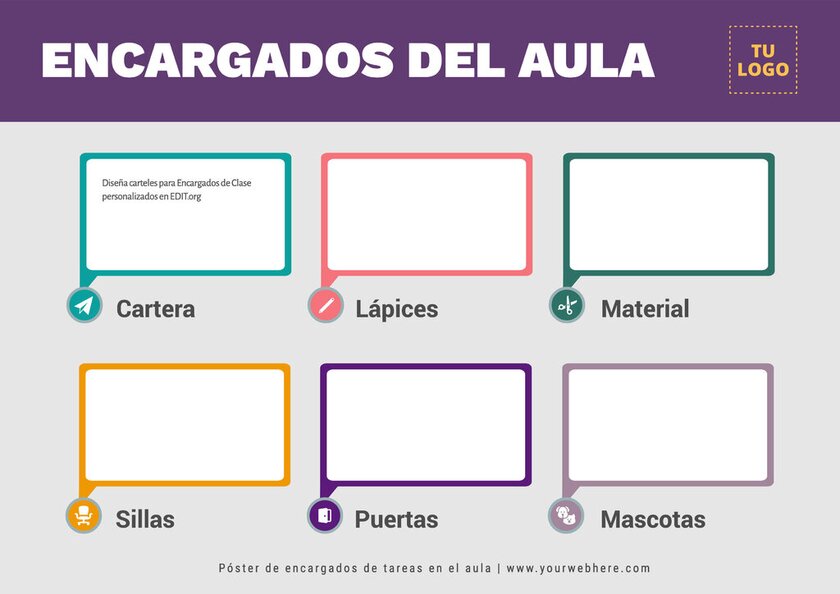 Carteles encargados de clase primaria para personalizar