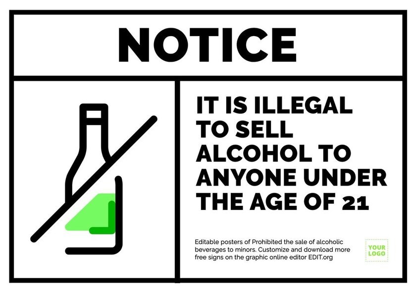 Kein Alkoholausschank, Vorlagen für Poster oder Schilder, zum online Personalisieren