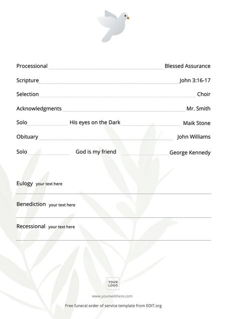 Customize a free funeral program template