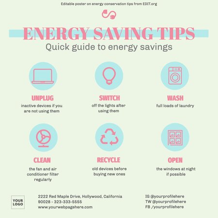 Customize energy conservation poster templates